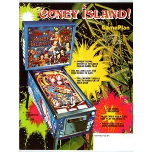 GamePlan Old Coney Island Pinball Machine Flyer Vintage Arcade Memorabilia Retro